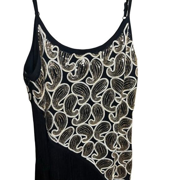 Gold and Black FLAPPER Dress 1920s fringe gold - Picture 7 of 9
